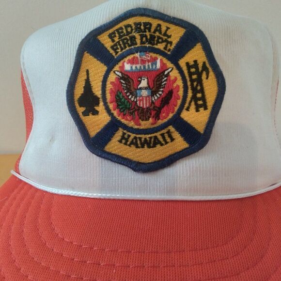 Vintage Federal Fire Department Hawaii Patch Snap Trucker Hat - Picture 2 of 9